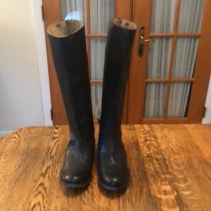 Frye Melissa button snap zipper back tall black leather boots size 7